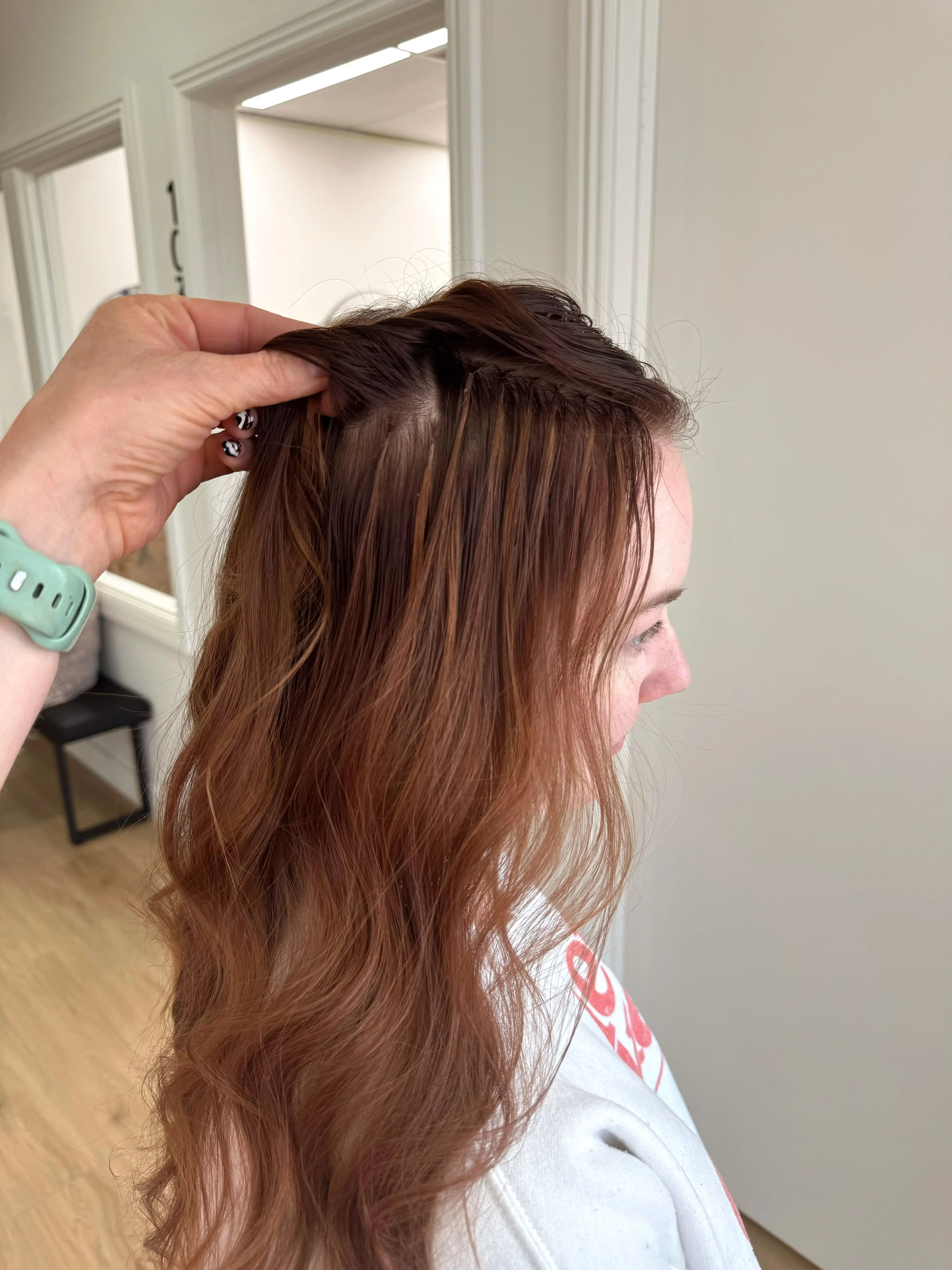 Work by Becca Oyler at The Ivory Hair Lounge located at 2152 North Hill Field Road Suite 103
