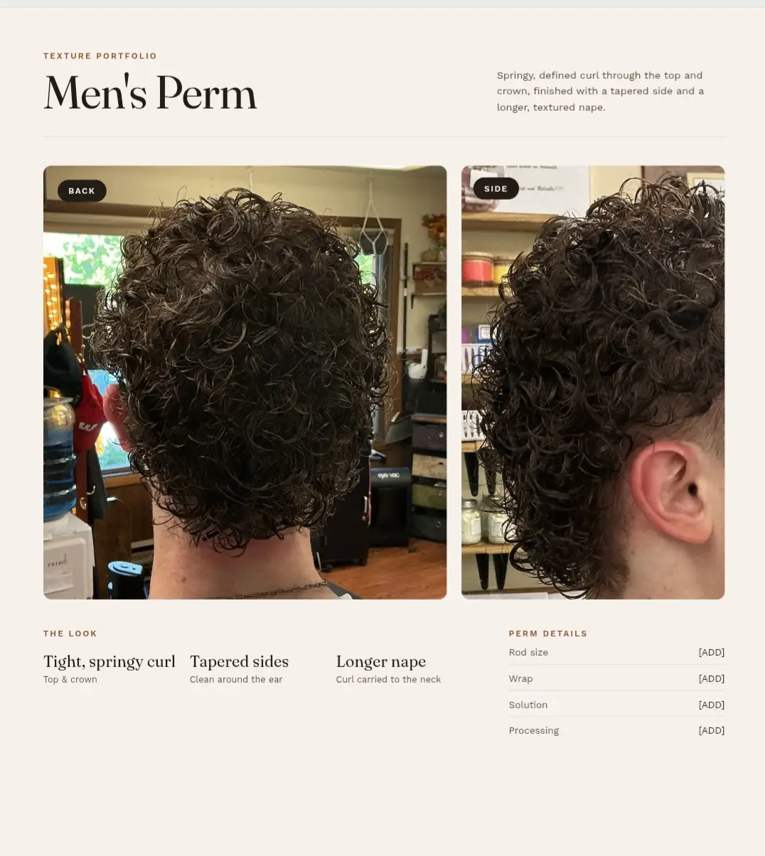 Men's PERMS - EXISTING Clients ONLY