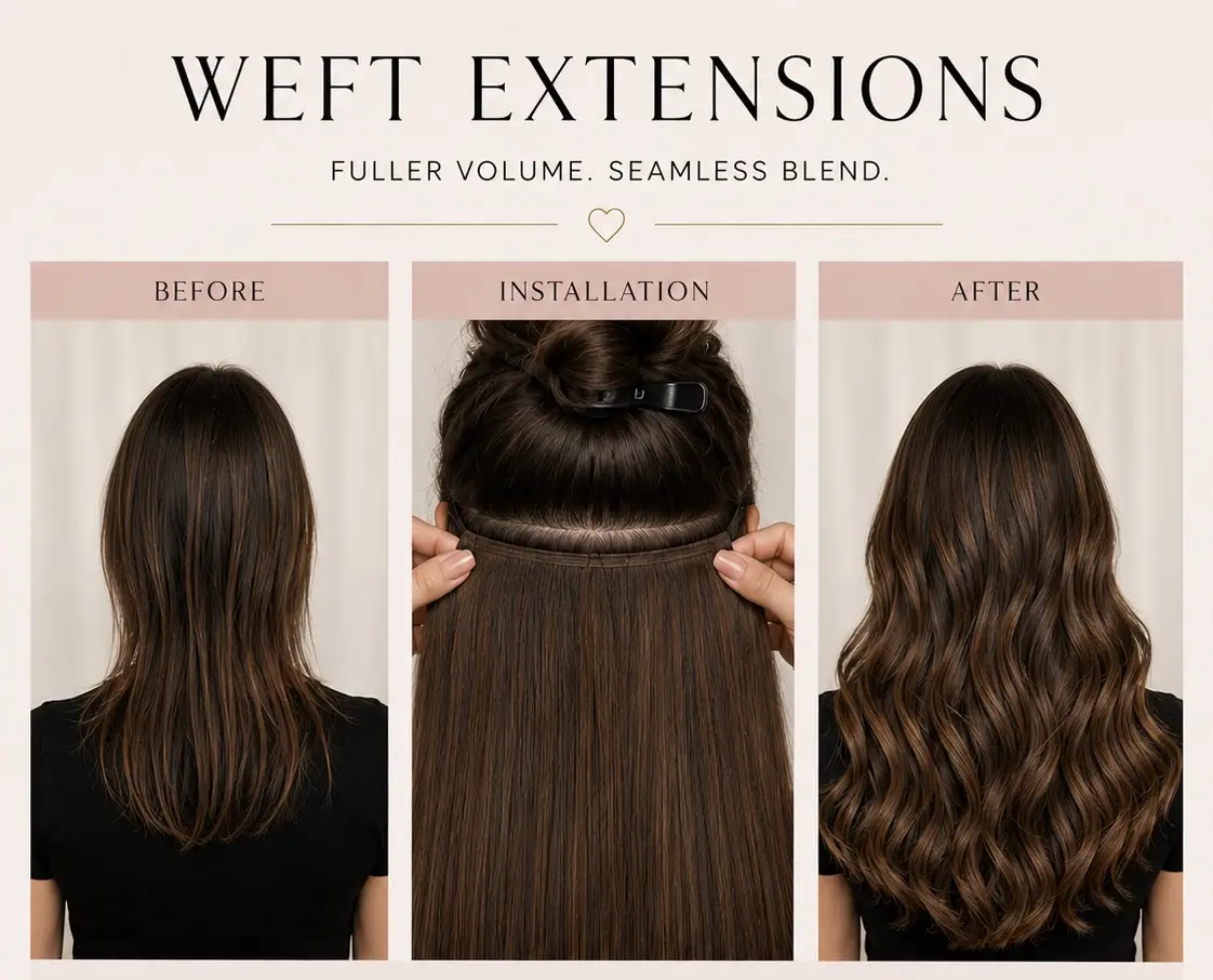 Hand-Tied Weft Extensions Installation