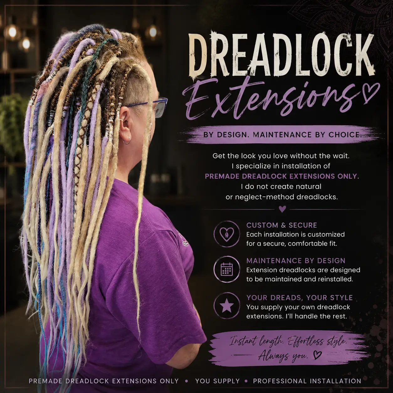 Dreadlocks full head install