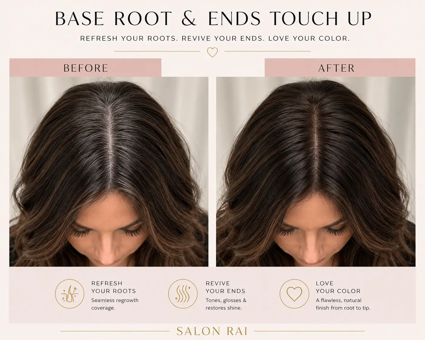 Base Color Root Touch Up & Haircut
