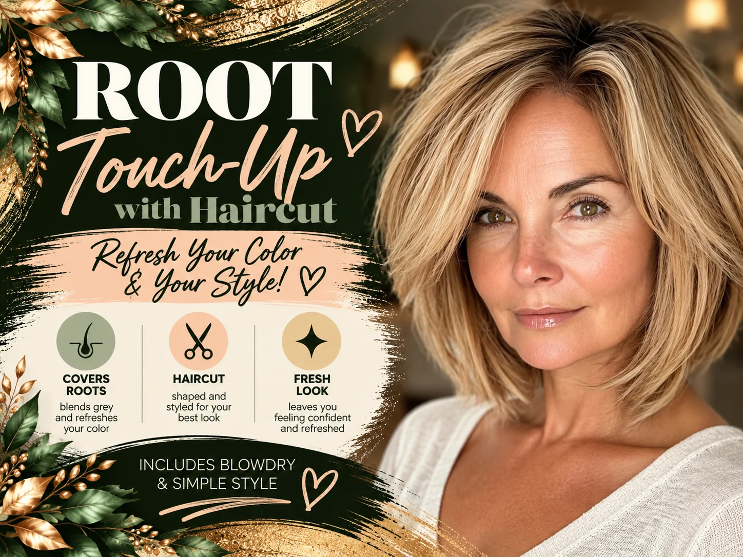 Root touch up with Haircut 