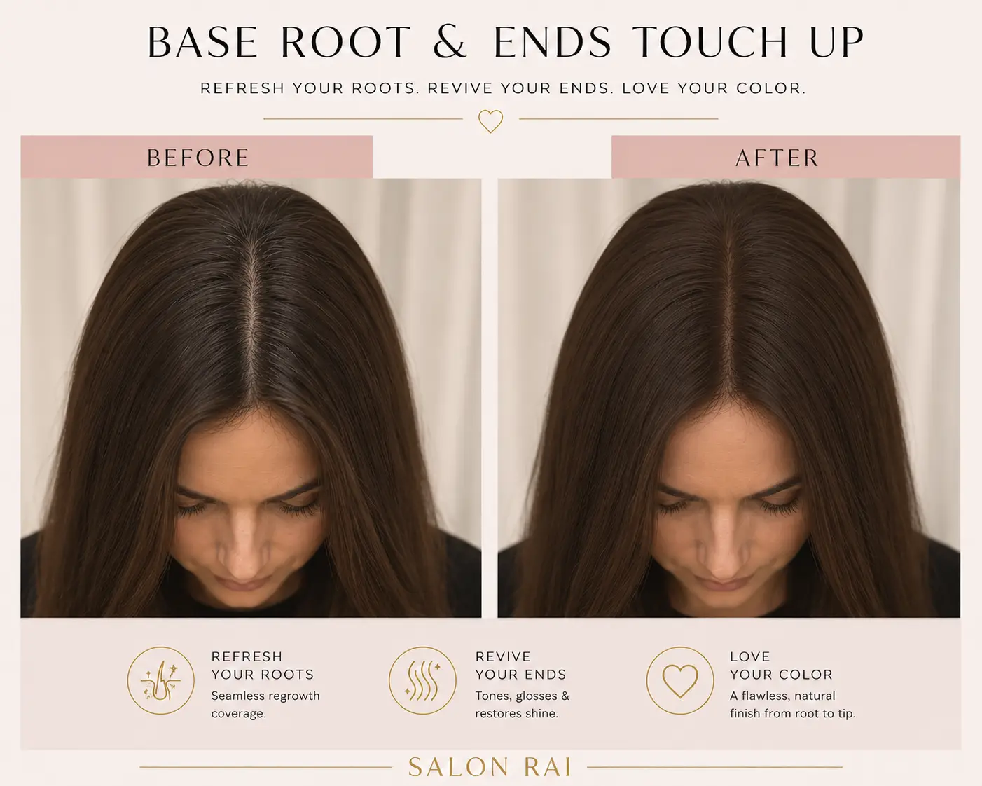 Base Color Root to End & Haircut